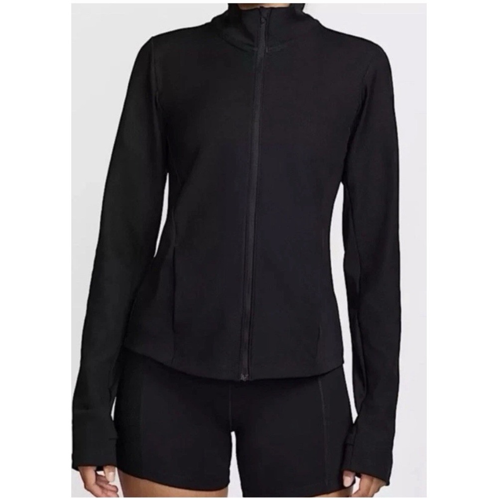 Women's Nike One Rib Dri-FIT Full Zip Black Training Jacket HJ5398 Medium NWT